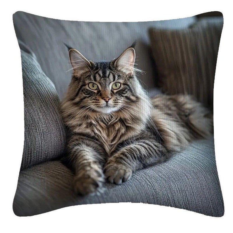 Cat-themed pillowcase with digital print, ultra-soft, for home use, perfect for decorating sofas and cushions.